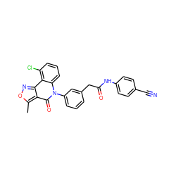 Cc1onc2c1c(=O)n(-c1cccc(CC(=O)Nc3ccc(C#N)cc3)c1)c1cccc(Cl)c21 ZINC000013439801