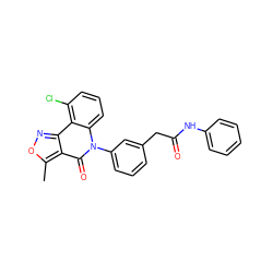 Cc1onc2c1c(=O)n(-c1cccc(CC(=O)Nc3ccccc3)c1)c1cccc(Cl)c21 ZINC000013439781