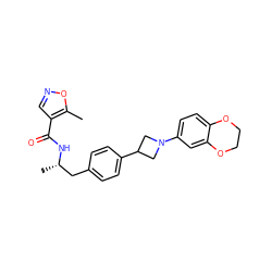 Cc1oncc1C(=O)N[C@@H](C)Cc1ccc(C2CN(c3ccc4c(c3)OCCO4)C2)cc1 ZINC000149645070