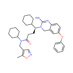 Cc1oncc1CN(C(=O)CC[C@@H](C1CCCCC1)N1Cc2cc(Oc3ccccc3)ccc2N=C1N)C1CCCCC1 ZINC000219072821