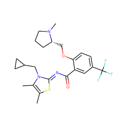 Cc1s/c(=N\C(=O)c2cc(C(F)(F)F)ccc2OC[C@@H]2CCCN2C)n(CC2CC2)c1C ZINC000139251226