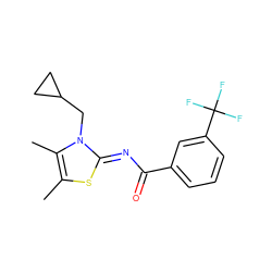 Cc1s/c(=N\C(=O)c2cccc(C(F)(F)F)c2)n(CC2CC2)c1C ZINC000028954349