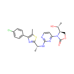 Cc1sc([C@@H](C)Nc2nccc(N3C(=O)OC[C@@H]3[C@@H](C)O)n2)nc1-c1ccc(Cl)cc1 ZINC000221667279