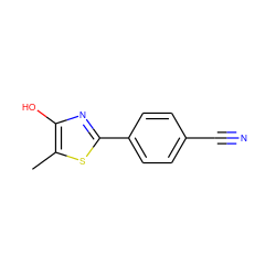 Cc1sc(-c2ccc(C#N)cc2)nc1O ZINC000013822560