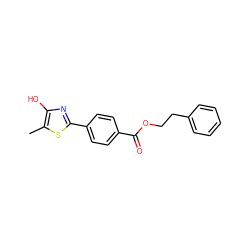 Cc1sc(-c2ccc(C(=O)OCCc3ccccc3)cc2)nc1O ZINC000013822564