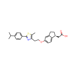 Cc1sc(-c2ccc(C(C)C)cc2)nc1CCOc1ccc2c(c1)CC[C@H]2CC(=O)O ZINC000028951975