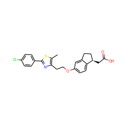 Cc1sc(-c2ccc(Cl)cc2)nc1CCOc1ccc2c(c1)CC[C@H]2CC(=O)O ZINC000028951983