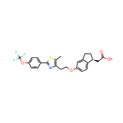 Cc1sc(-c2ccc(OC(F)(F)F)cc2)nc1CCOc1ccc2c(c1)CC[C@H]2CC(=O)O ZINC000028951992