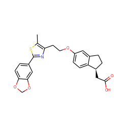 Cc1sc(-c2ccc3c(c2)OCO3)nc1CCOc1ccc2c(c1)CC[C@H]2CC(=O)O ZINC000028951969