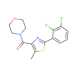 Cc1sc(-c2cccc(Cl)c2Cl)nc1C(=O)N1CCOCC1 ZINC001772600303