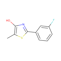 Cc1sc(-c2cccc(F)c2)nc1O ZINC000013822584