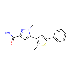 Cc1sc(-c2ccccc2)cc1-c1cc(C(N)=O)nn1C ZINC000299819141