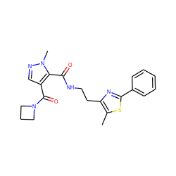 Cc1sc(-c2ccccc2)nc1CCNC(=O)c1c(C(=O)N2CCC2)cnn1C ZINC000144099269