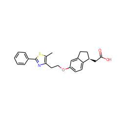 Cc1sc(-c2ccccc2)nc1CCOc1ccc2c(c1)CC[C@H]2CC(=O)O ZINC000003819092