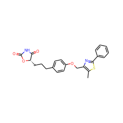 Cc1sc(-c2ccccc2)nc1COc1ccc(CCC[C@@H]2OC(=O)NC2=O)cc1 ZINC000029314654