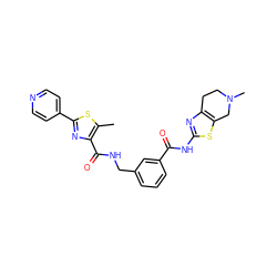 Cc1sc(-c2ccncc2)nc1C(=O)NCc1cccc(C(=O)Nc2nc3c(s2)CN(C)CC3)c1 ZINC000167957003