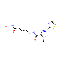 Cc1sc(-c2nccs2)nc1C(=O)NCCCCC(=O)NO ZINC000147362696