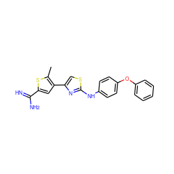 Cc1sc(C(=N)N)cc1-c1csc(Nc2ccc(Oc3ccccc3)cc2)n1 ZINC000027998771