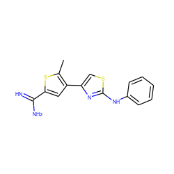 Cc1sc(C(=N)N)cc1-c1csc(Nc2ccccc2)n1 ZINC000027998064