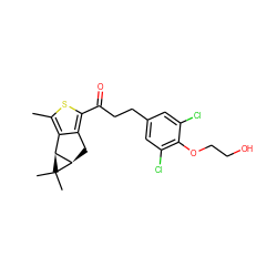 Cc1sc(C(=O)CCc2cc(Cl)c(OCCO)c(Cl)c2)c2c1[C@H]1[C@@H](C2)C1(C)C ZINC000035902214