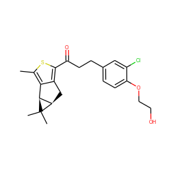 Cc1sc(C(=O)CCc2ccc(OCCO)c(Cl)c2)c2c1[C@H]1[C@@H](C2)C1(C)C ZINC000103234974