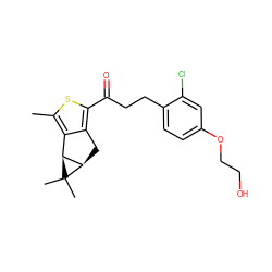 Cc1sc(C(=O)CCc2ccc(OCCO)cc2Cl)c2c1[C@H]1[C@@H](C2)C1(C)C ZINC000103234962