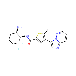 Cc1sc(C(=O)N[C@@H]2[C@H](N)CCCC2(F)F)cc1-c1cnc2cccnn12 ZINC000096177971