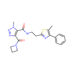 Cc1sc(CCNC(=O)c2c(C(=O)N3CCC3)nnn2C)nc1-c1ccccc1 ZINC000144078636