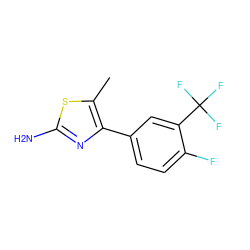 Cc1sc(N)nc1-c1ccc(F)c(C(F)(F)F)c1 ZINC000029048681