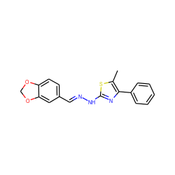 Cc1sc(N/N=C/c2ccc3c(c2)OCO3)nc1-c1ccccc1 ZINC000059193911