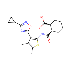 Cc1sc(NC(=O)[C@@H]2CCCC[C@@H]2C(=O)O)c(-c2nc(C3CC3)no2)c1C ZINC000205750465