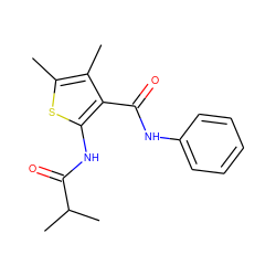 Cc1sc(NC(=O)C(C)C)c(C(=O)Nc2ccccc2)c1C ZINC000000284129