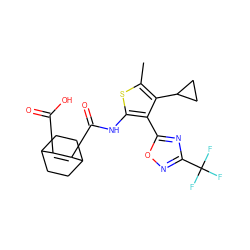 Cc1sc(NC(=O)C2=C(C(=O)O)C3CCC2CC3)c(-c2nc(C(F)(F)F)no2)c1C1CC1 ZINC000147015785