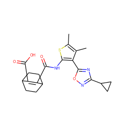 Cc1sc(NC(=O)C2=C(C(=O)O)C3CCC2CC3)c(-c2nc(C3CC3)no2)c1C ZINC000147017418