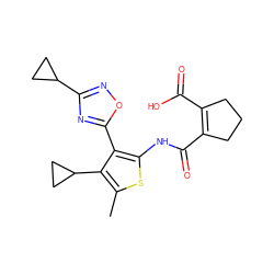 Cc1sc(NC(=O)C2=C(C(=O)O)CCC2)c(-c2nc(C3CC3)no2)c1C1CC1 ZINC000147032514