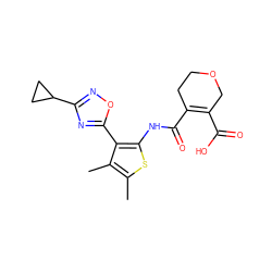 Cc1sc(NC(=O)C2=C(C(=O)O)COCC2)c(-c2nc(C3CC3)no2)c1C ZINC000147014941