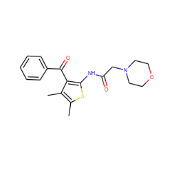 Cc1sc(NC(=O)CN2CCOCC2)c(C(=O)c2ccccc2)c1C ZINC000019788248