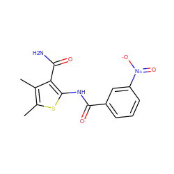 Cc1sc(NC(=O)c2cccc([N+](=O)[O-])c2)c(C(N)=O)c1C ZINC000000311491