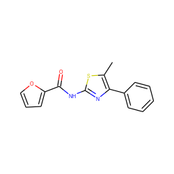 Cc1sc(NC(=O)c2ccco2)nc1-c1ccccc1 ZINC000002625029