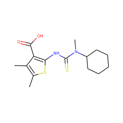 Cc1sc(NC(=S)N(C)C2CCCCC2)c(C(=O)O)c1C ZINC000039092080