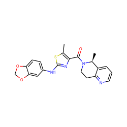 Cc1sc(Nc2ccc3c(c2)OCO3)nc1C(=O)N1CCc2ncccc2[C@@H]1C ZINC000096283019