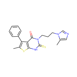 Cc1sc2[nH]c(=S)n(CCCn3cncc3C)c(=O)c2c1-c1ccccc1 ZINC000043200982