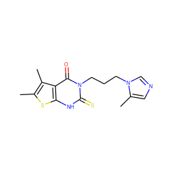 Cc1sc2[nH]c(=S)n(CCCn3cncc3C)c(=O)c2c1C ZINC000043200980