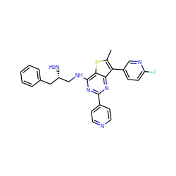 Cc1sc2c(NC[C@@H](N)Cc3ccccc3)nc(-c3ccncc3)nc2c1-c1ccc(F)nc1 ZINC000223692584