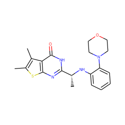 Cc1sc2nc([C@@H](C)Nc3ccccc3N3CCOCC3)[nH]c(=O)c2c1C ZINC000033487648