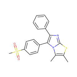 Cc1sc2nc(-c3ccccc3)c(-c3ccc(S(C)(=O)=O)cc3)n2c1C ZINC000027559886