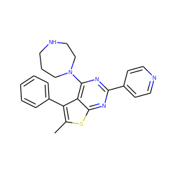 Cc1sc2nc(-c3ccncc3)nc(N3CCCNCC3)c2c1-c1ccccc1 ZINC000223666804