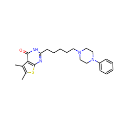 Cc1sc2nc(CCCCCN3CCN(c4ccccc4)CC3)[nH]c(=O)c2c1C ZINC000299870283