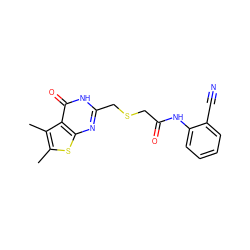 Cc1sc2nc(CSCC(=O)Nc3ccccc3C#N)[nH]c(=O)c2c1C ZINC000008694028