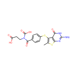 Cc1sc2nc(N)[nH]c(=O)c2c1Sc1ccc(C(=O)N(CCC(=O)O)C(=O)O)cc1 ZINC000040972600